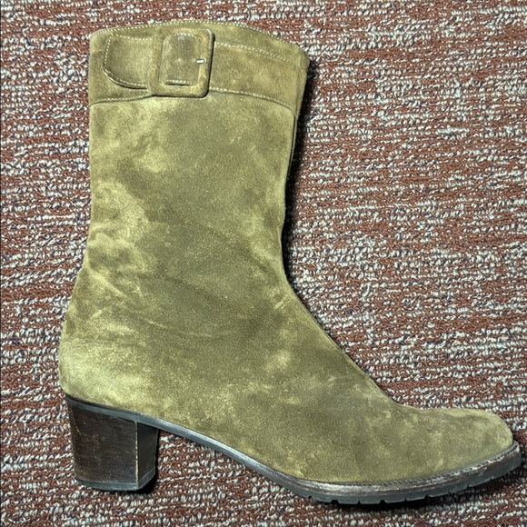 Bottega Veneta olive green brown Suede Heeled Boots classic elegant boot 10.5 - Picture 12 of 15